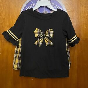 Black Plaid Bow Kids Long Sleeve Top